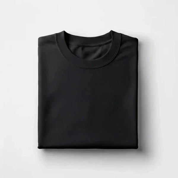 Cotton Round Neck Tee - Black - alternate