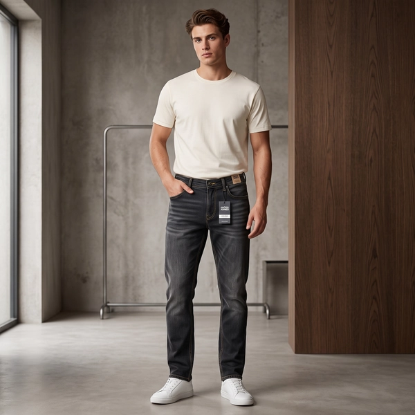 Regular Fit Denim Jeans For Men’s Charcoal Grey