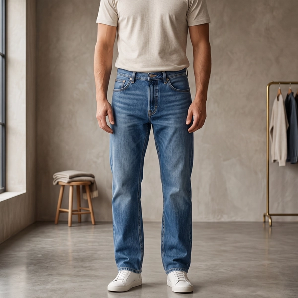 Regular Fit Denim Jeans For Men’s Classic Deep Blue