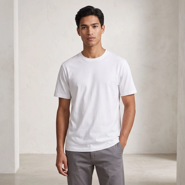 Cotton Round Neck Tee - White