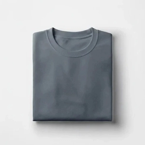 Cotton Round Neck Tee - Steel Gray - alternate
