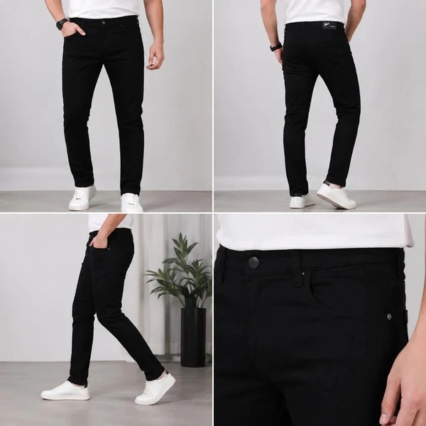 Regular Fit Denim Jeans For Men’s Classic Deep Black - alternate