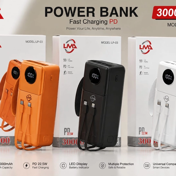 LMA LP-03 30000mAh Power Bank with PD 22.5W Fast Charging